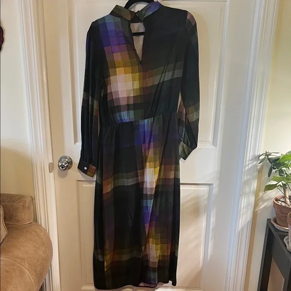 Long Sleeve Plaid Maxi Dress in Multicolor - Picture 6 of 6